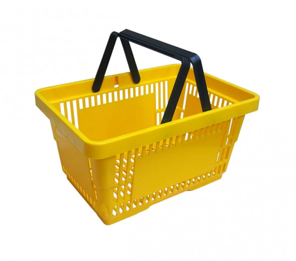 Корзина покупательская пластик 20 л.2 ручки жёлтая