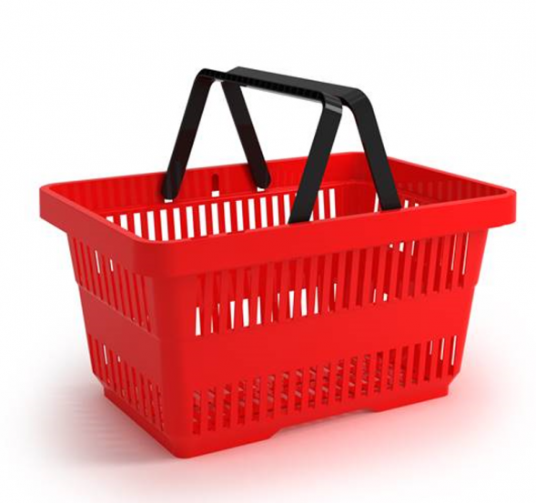 Корзина покупательская пластик с двумя ручками 20 л красная