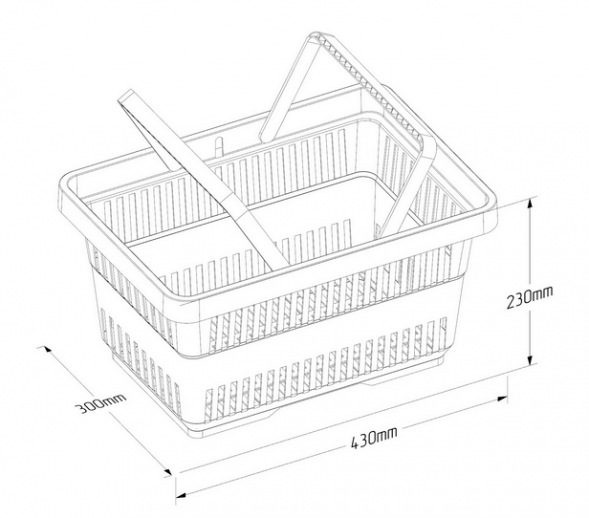 Корзина покупательская пластик с двумя ручками 20 л красная