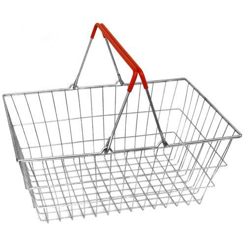 Корзина покупательская цинк 20 литров 2 красных ручки
