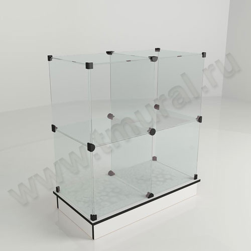 Прилавок стеклянный (4 ячейки) 850*450*900 бел/чер