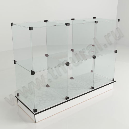 Прилавок стеклянный (6 ячеек) 1260*450*900 бел/чер