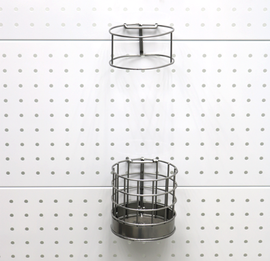 Стакан навесной на перфорацию 100мм крашенный в хром