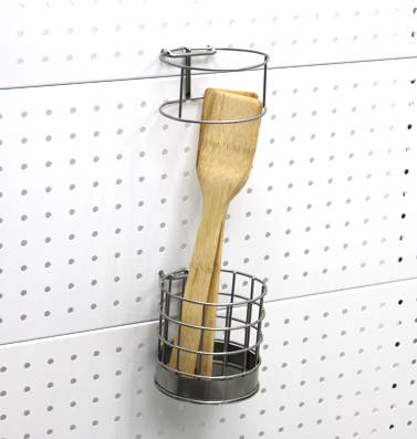 Стакан навесной на перфорацию 100мм крашенный в хром