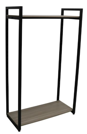 Стеллаж 930*450*1600 мм черный МУАР, 4 полки ЛДСП ясень шимо