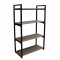 Стеллаж 930*450*1600 мм черный МУАР, 4 полки ЛДСП ясень шимо