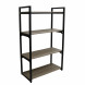 Стеллаж 930*450*1600 мм черный МУАР, 4 полки ЛДСП ясень шимо