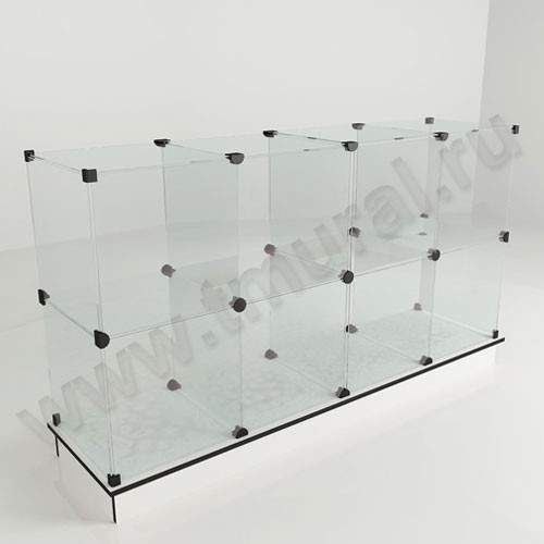 Прилавок стеклянный (8 ячеек) 1680*450*900 бел/чер