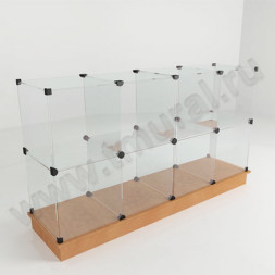 Прилавок стеклянный (8 ячеек) 1680*450*900 бук