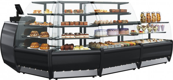 Витрина кондитерская Carboma K70 VM-3 (ВХСв - У1д)  (угол 45гр.)