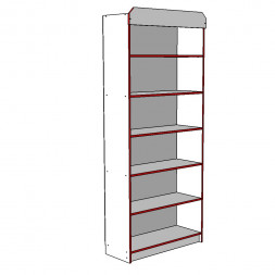 Стеллаж 900*350*2150 белый с красной кромкой