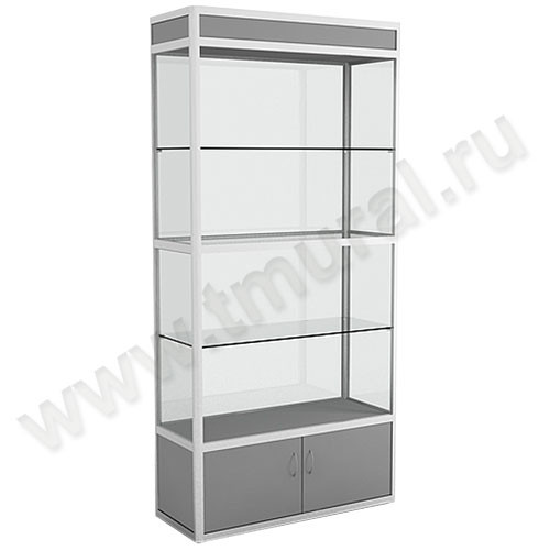 Витрина с каркасом из алюминиевого профиля с подсветкой 900х500х2000мм