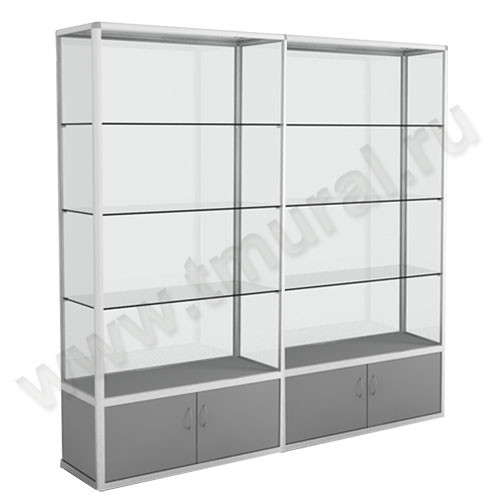 Витрина с каркасом из алюминиевого профиля двухсекционная 1780х500х2000мм