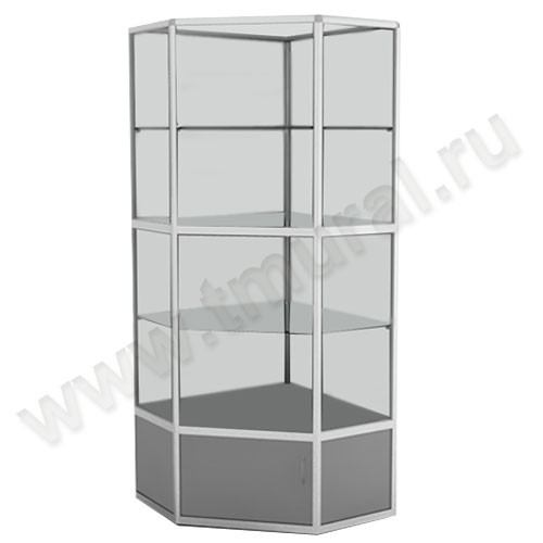 Витрина с каркасом из алюминиевого профиля угловая 500х500х2000мм