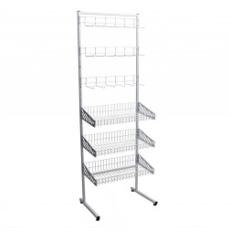 Стойка прикассовая комбинированная  3 корзины,3 дисплея  600 х1800 белая