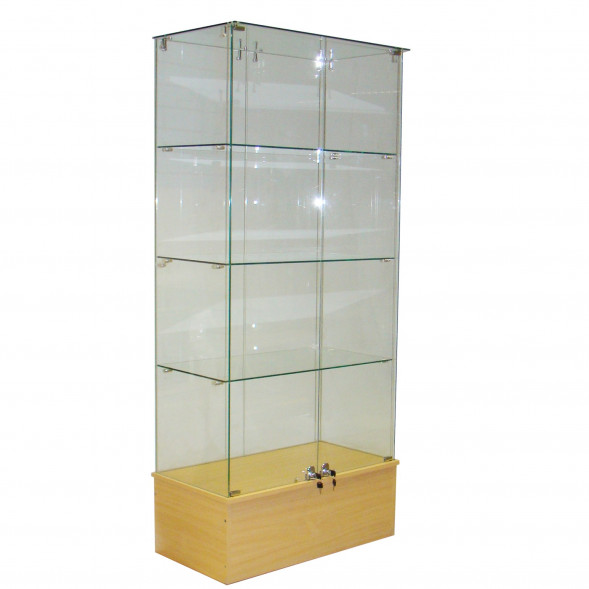 Витрина стеклянная 850*450*1800мм, 3 полки