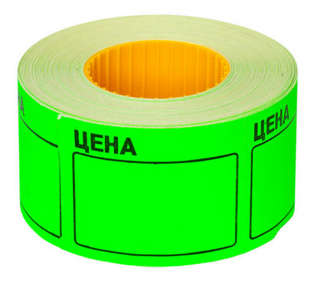 Лента 50х40 &amp;quot;Цена&amp;quot; зеленая (100 эт.)