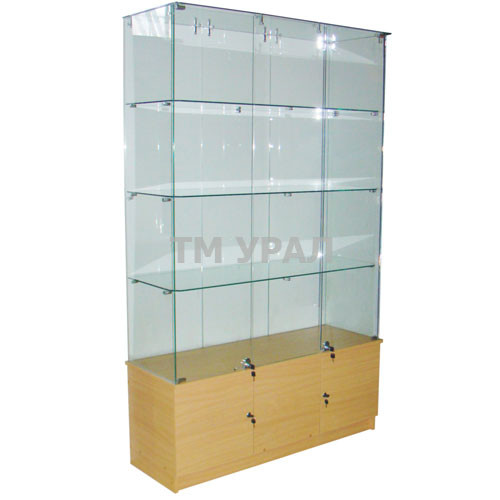 Витрина стеклянная с накопителем 1260*450*2060мм, 3 полки