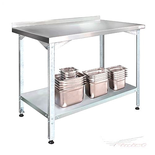 Стол СПЛ - 600*600*860 полка сплошная из оцинкованной стали, с бортом