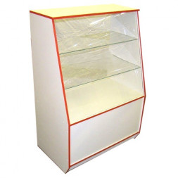 ВДС Витрина 900*550*1300 (полки стекло) белый с КРАСНОЙ кромкой