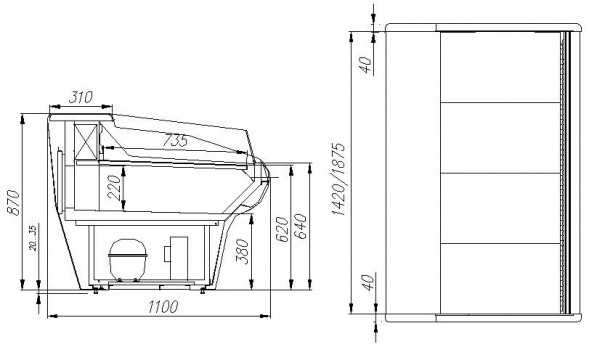 Витрина холодильная Carboma ВХСо-1,5 BAVARIA