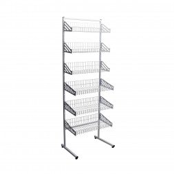 Стойка прикассовая комбинированная  6 корзин 600 х1800 белая