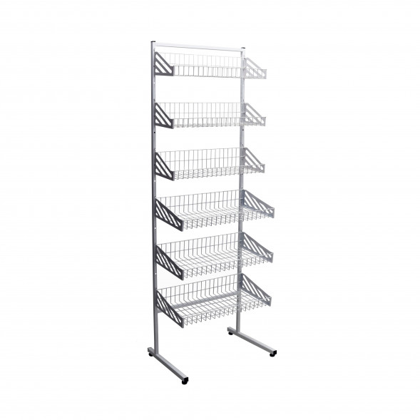 Стойка прикассовая комбинированная  6 корзин 600 х1800 белая