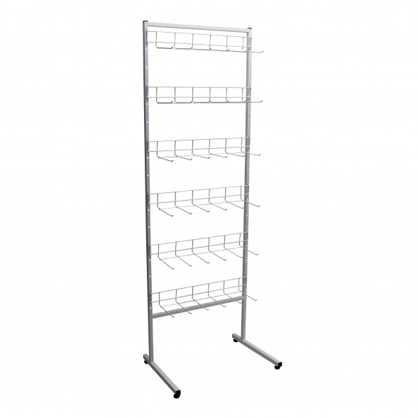 Стойка с крючками 6 дисплеев 600*200*1800 белая