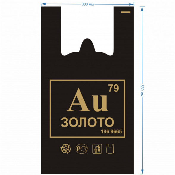 Пакет майка 30*16*55 &amp;quot;черный&amp;quot;(Золото/Русь)100шт.