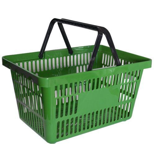 Корзина покупательская пластиковая 20 л 2 ручки зелёная