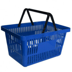 Корзина покупательская пластик 20 л 2 ручки синяя