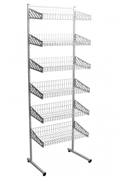 Стойка прикассовая 6 корзин 600х300х1800 белая
